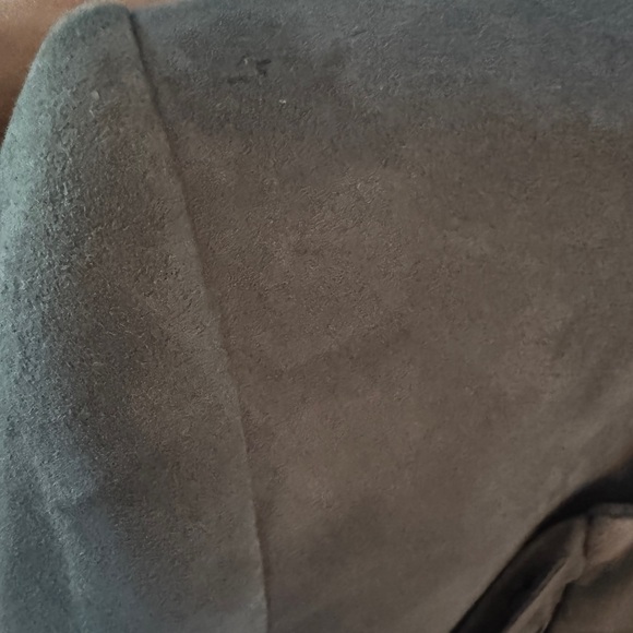 SOLD Veronica Beard XS Leather Suede Fringe Dickey Jacket Blazer Coat Green Grey - Picture 9 of 14